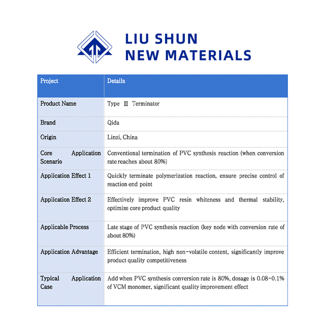 Type-III Terminator for PVC Polymerization Rapid Termination Improve Whiteness & Thermal Stability 200kg Package