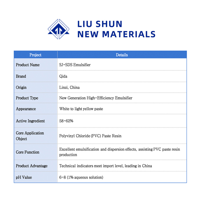 SJ-SDS High-Efficiency Emulsifier Active Content 58-62% White-Light Yellow Paste 50kg Package